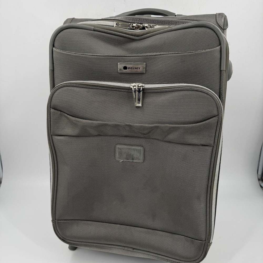 Delsey Carry On Luggage Charcoal Gray Softside Rolling Suitcase 21 Inch Upright‎
